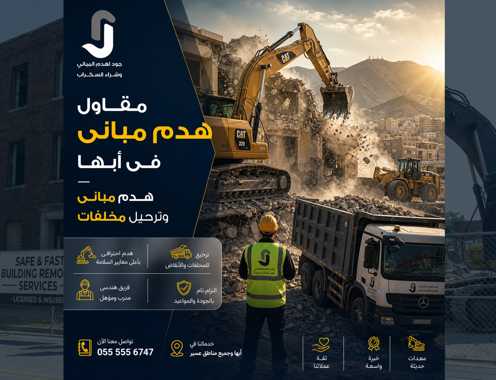 مقاول هدم مبانى فى أبها - هدم مبانى وترحيل مخلفات