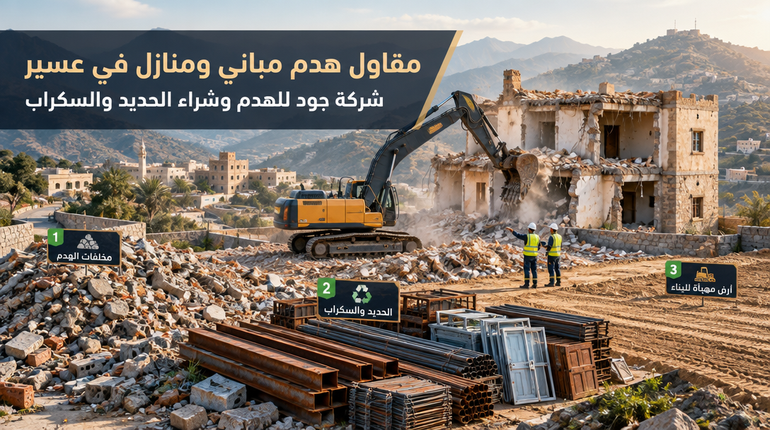 شركة جود | مقاول هدم مباني ومنازل في عسير وشراء السكراب
