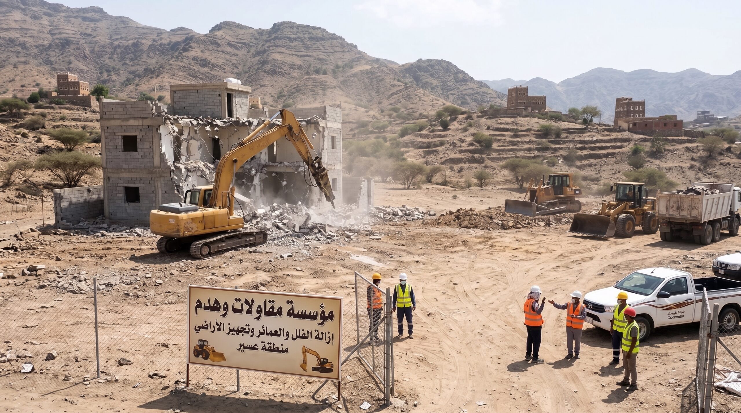 مقاول هدم مباني في عسير لإزالة الفلل والمنازل وتجهيز الأراضي